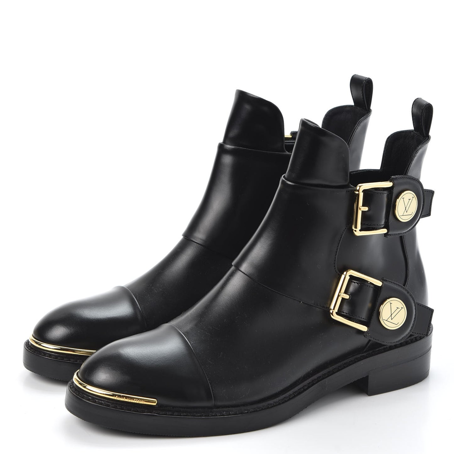 Calfskin Valley Flat Ankle Boots 35 Black
