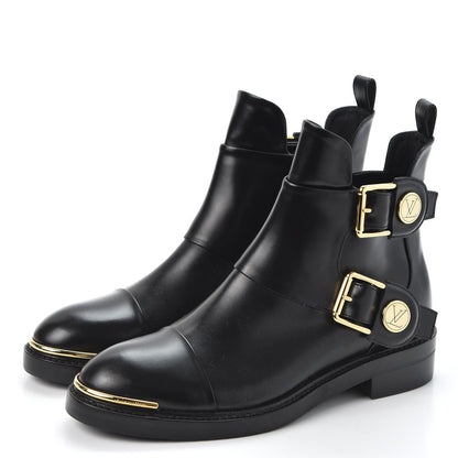 Louis Vuitton Calfskin Valley Flat Ankle Boots 35 Black 2 of 10