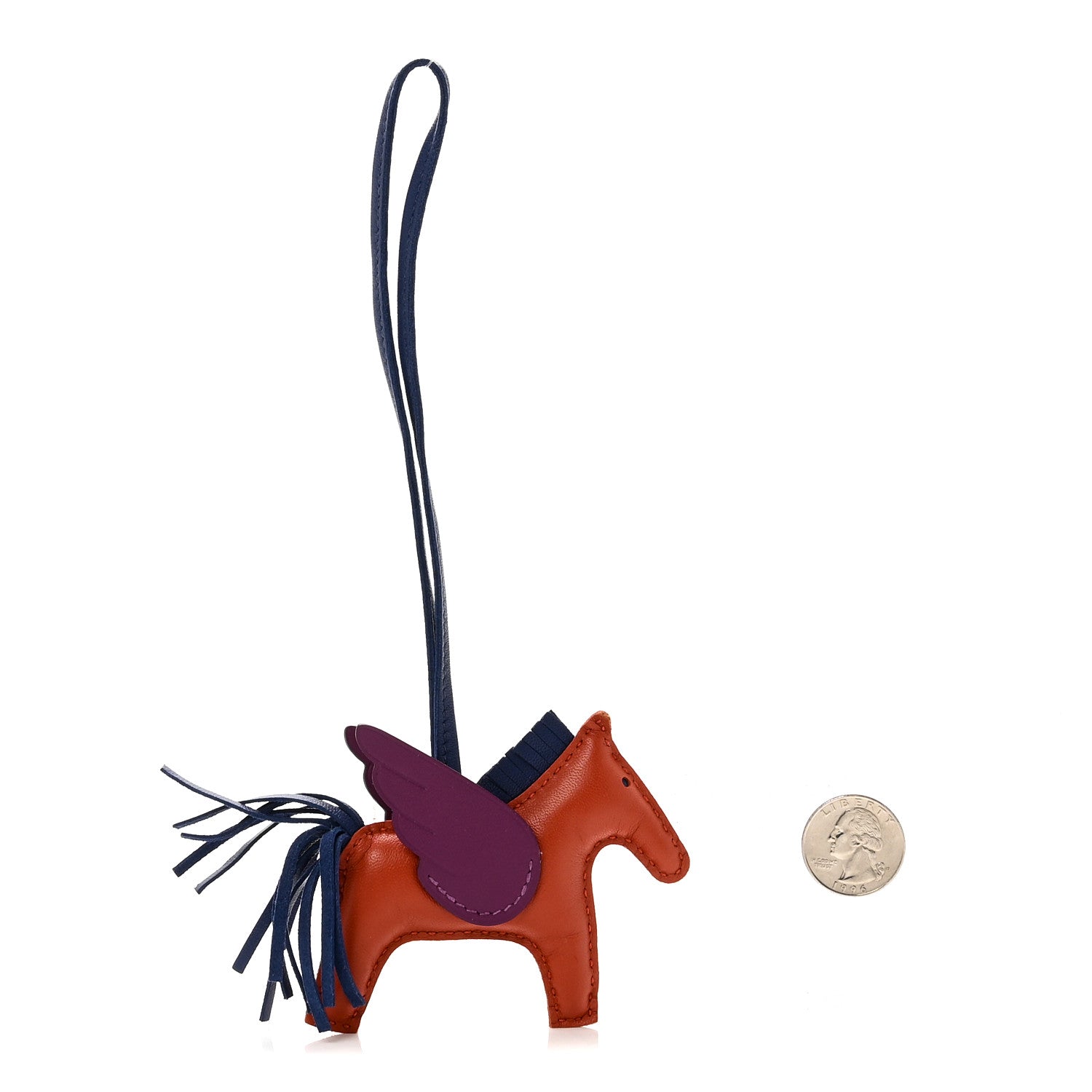 Hermes Milo Lambskin Grigri Rodeo Pegase Horse Bag Charm PM Cornaline Bleu Saphir Anemone 2 of 4