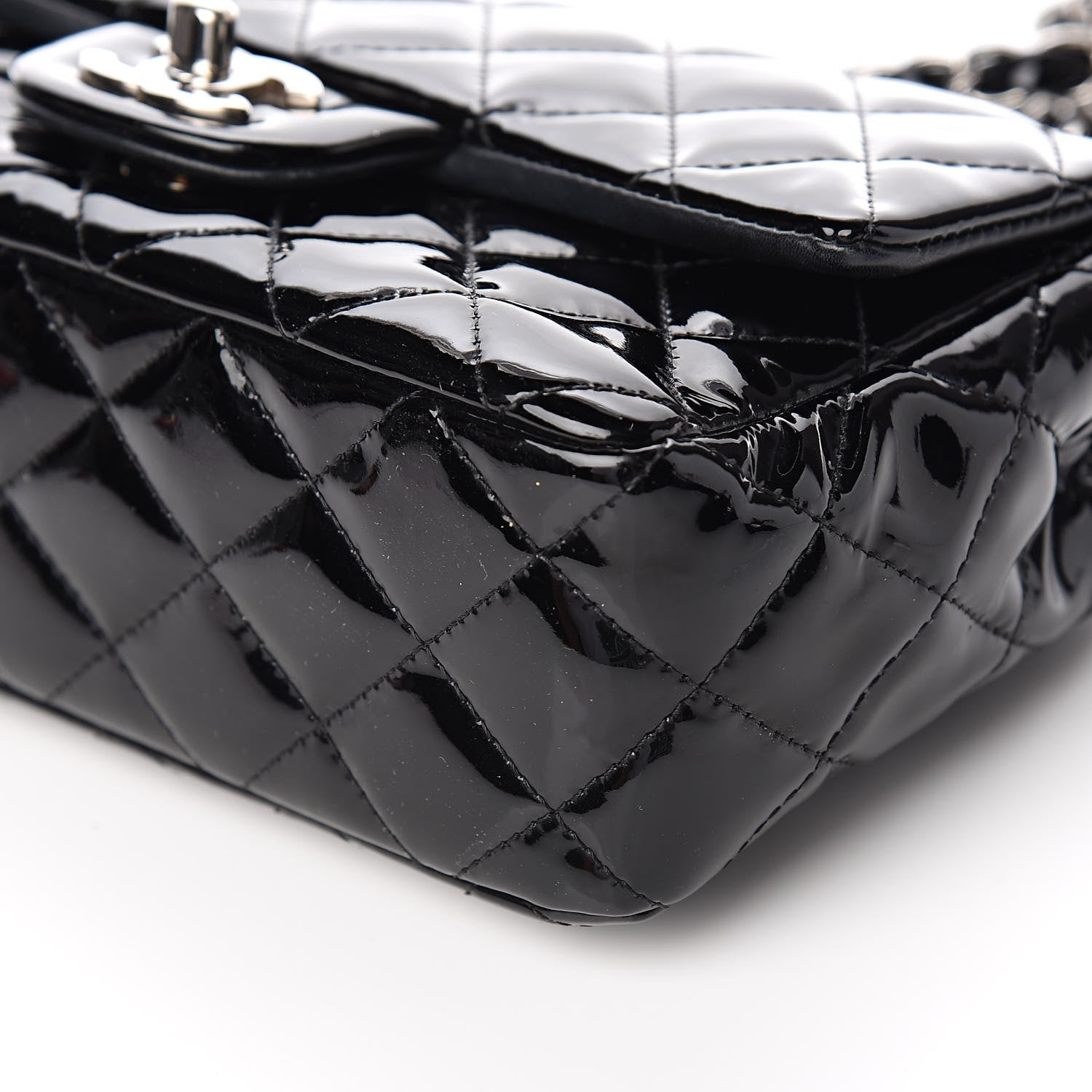 Chanel Patent Calfskin Quilted Mini Rectangular Flap Black 9 of 12