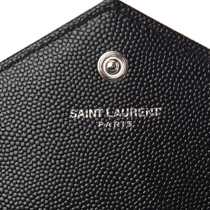 Saint Laurent Grain De Poudre Matelasse Chevron Small Monogram Envelope Wallet Black 5 of 7