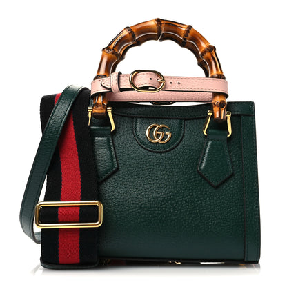 Gucci Textured Dollar Calfskin Mini Diana Tote Bag Vintage Green Pink 1 of 10