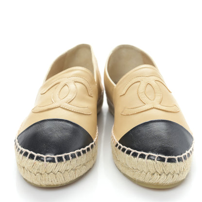 Chanel Lambskin CC Espadrilles 38 Beige Black 2 of 8