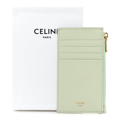 Celine Grained Calfskin Zipped Card Holder Vert D'eau 13 of 13