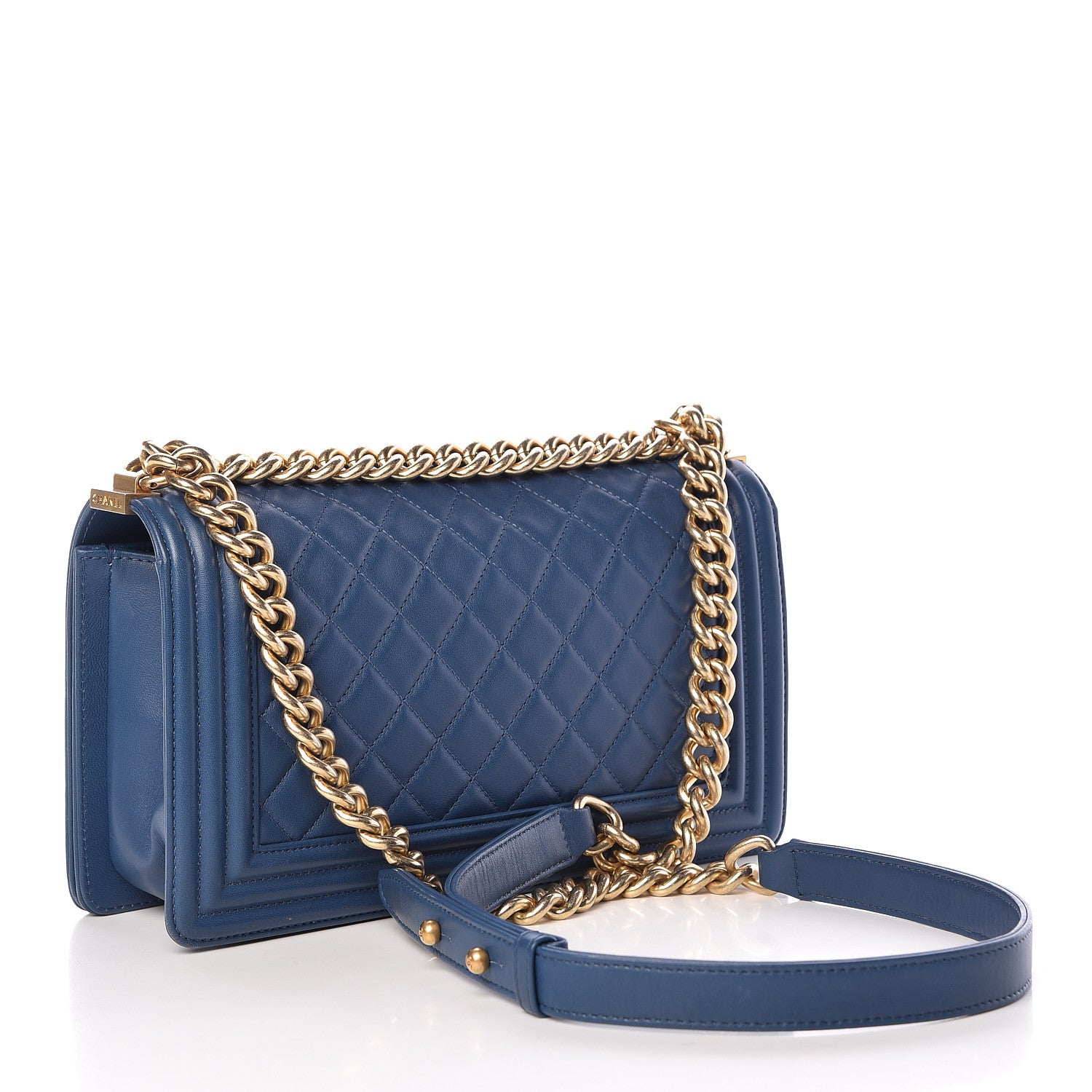Chanel Lambskin Quilted Medium Boy Flap Blue 3 of 11