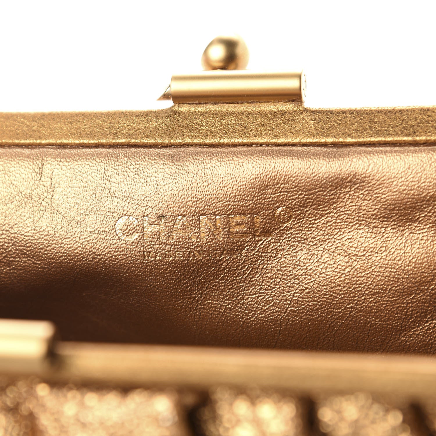 Chanel Metallic Crackled Calfskin Monte Carlo Clutch Gold 6 of 11