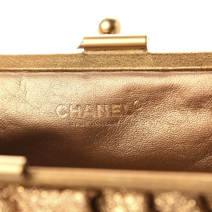 Chanel Metallic Crackled Calfskin Monte Carlo Clutch Gold 6 of 11