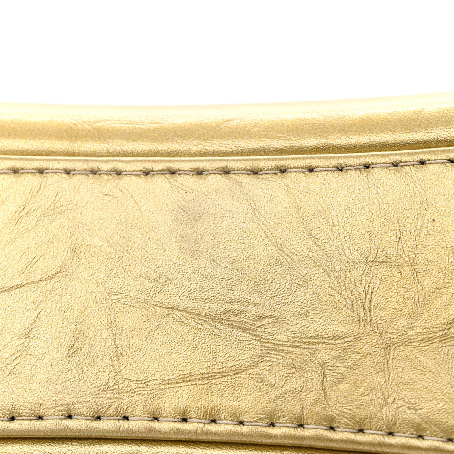 Metallic Aged Calfskin CC Quilted Small Gabrielle Hobo Gold