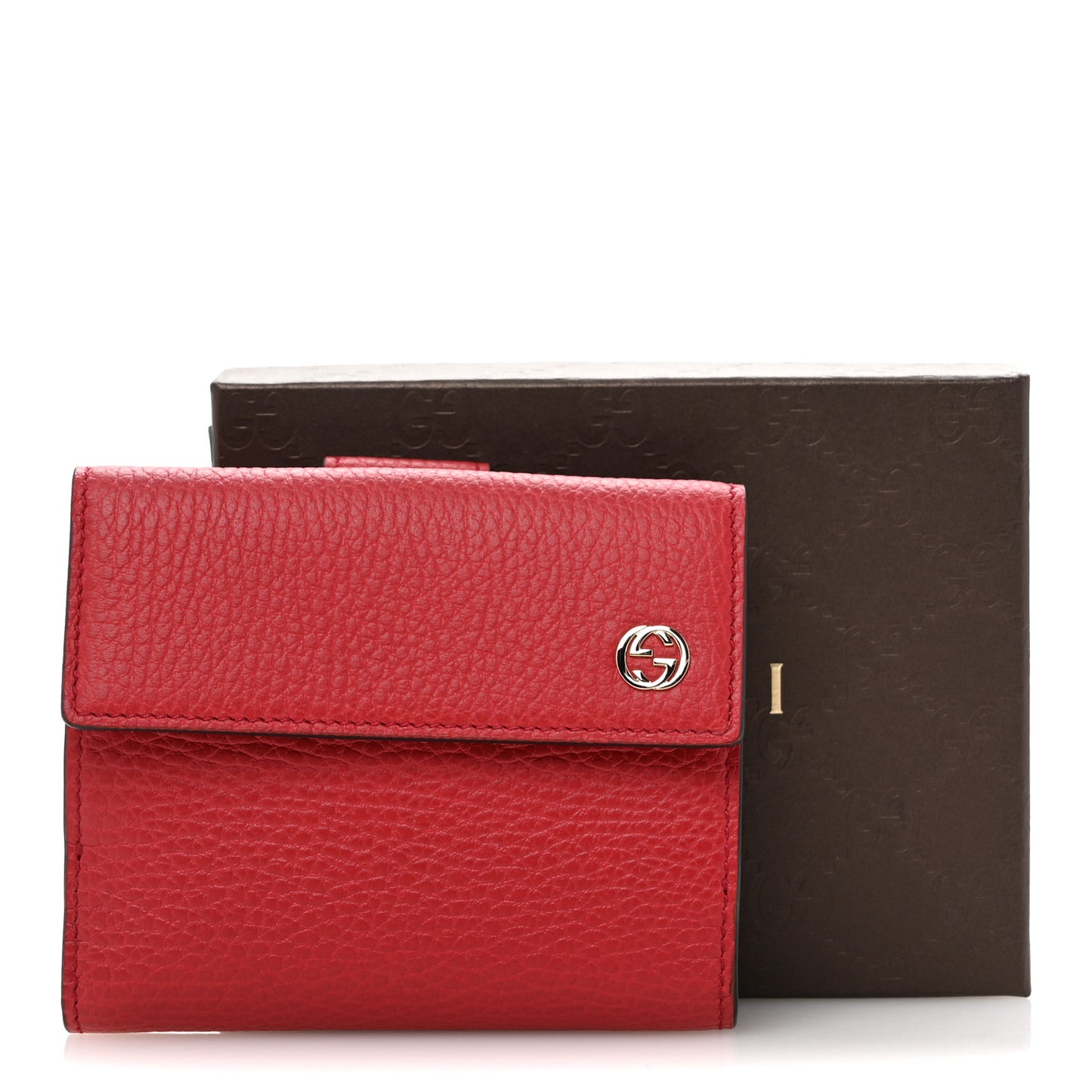 Dollar Calfskin Interlocking G French Wallet Red