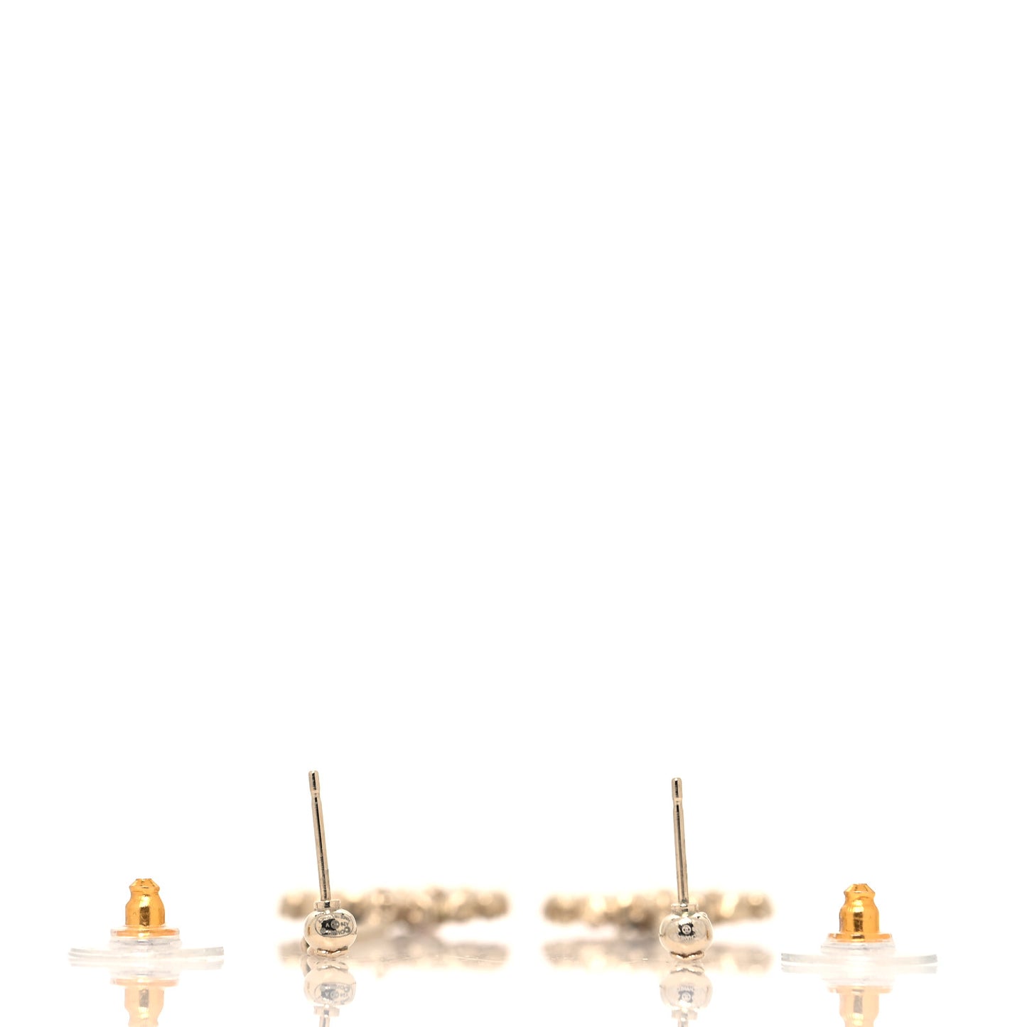 Crystal CC Drop Earrings Pink Grey Gold