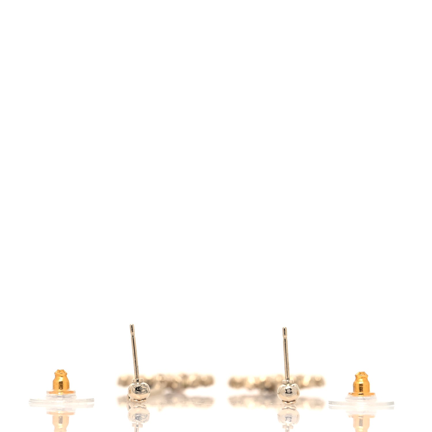 Chanel Crystal CC Drop Earrings Pink Grey Gold 3 of 4