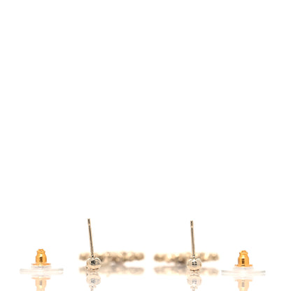 Chanel Crystal CC Drop Earrings Pink Grey Gold 3 of 4