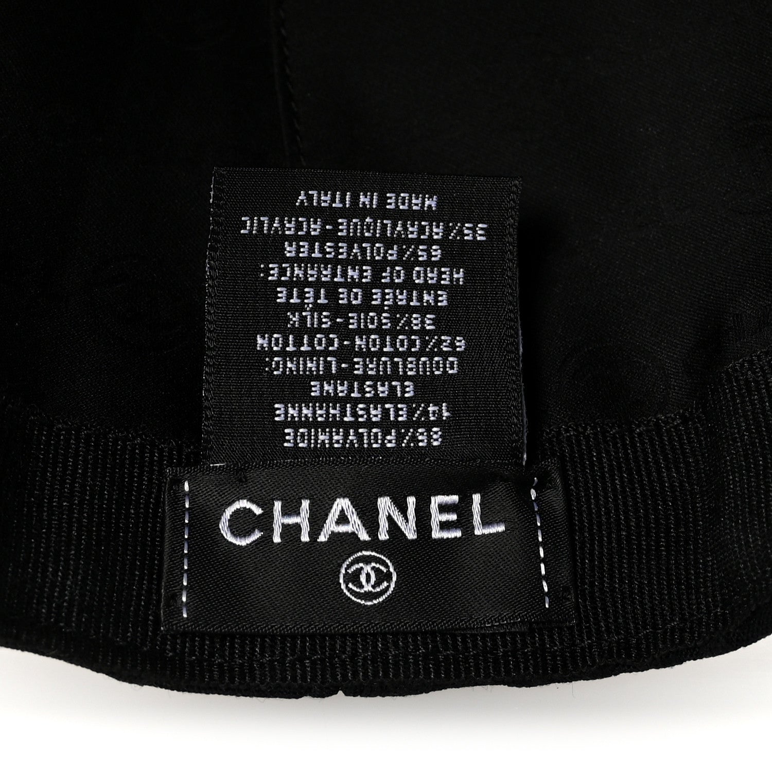 Chanel Silk Cotton CC Cap Hat Black Beige 8 of 8