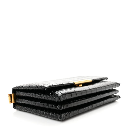 Balenciaga Shiny Extra Supple Calfskin Crocodile Embossed Small Triplet Bag Black 4 of 12