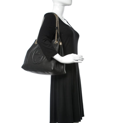 Gucci Pebbled Calfskin Medium Soho Chain Shoulder Bag Black 2 of 13