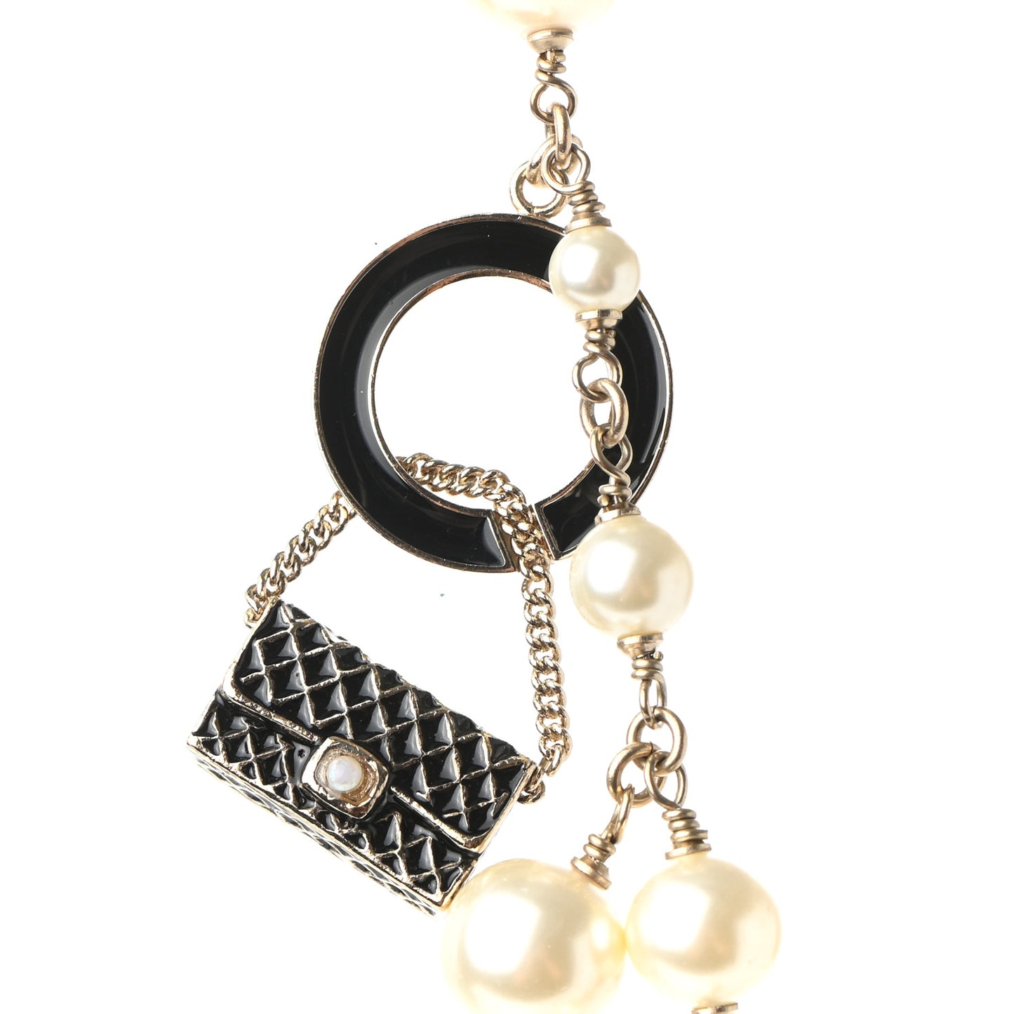 Pearl Charms Coco Chanel Logo Necklace