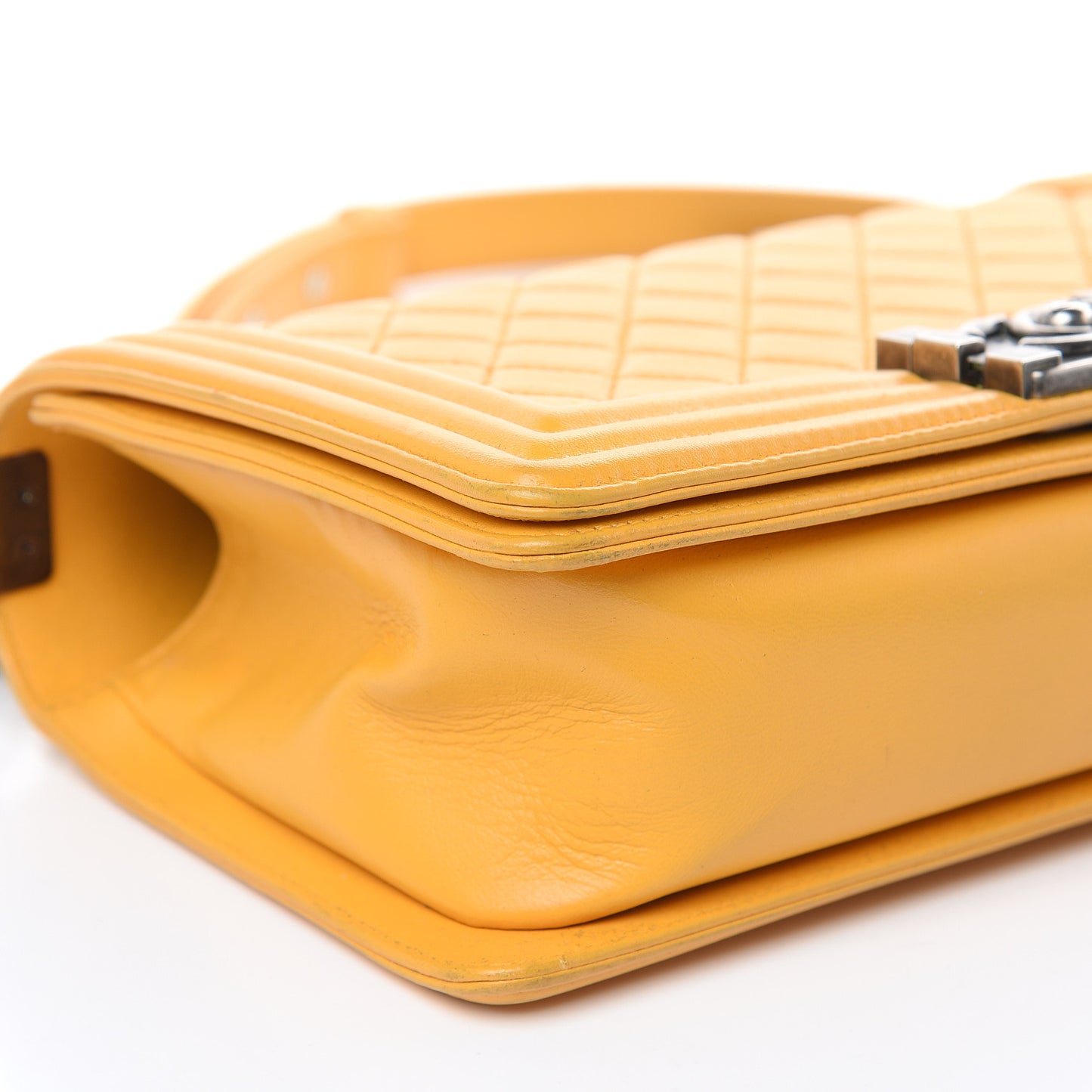 Lambskin Quilted Medium Boy Flap Yellow
