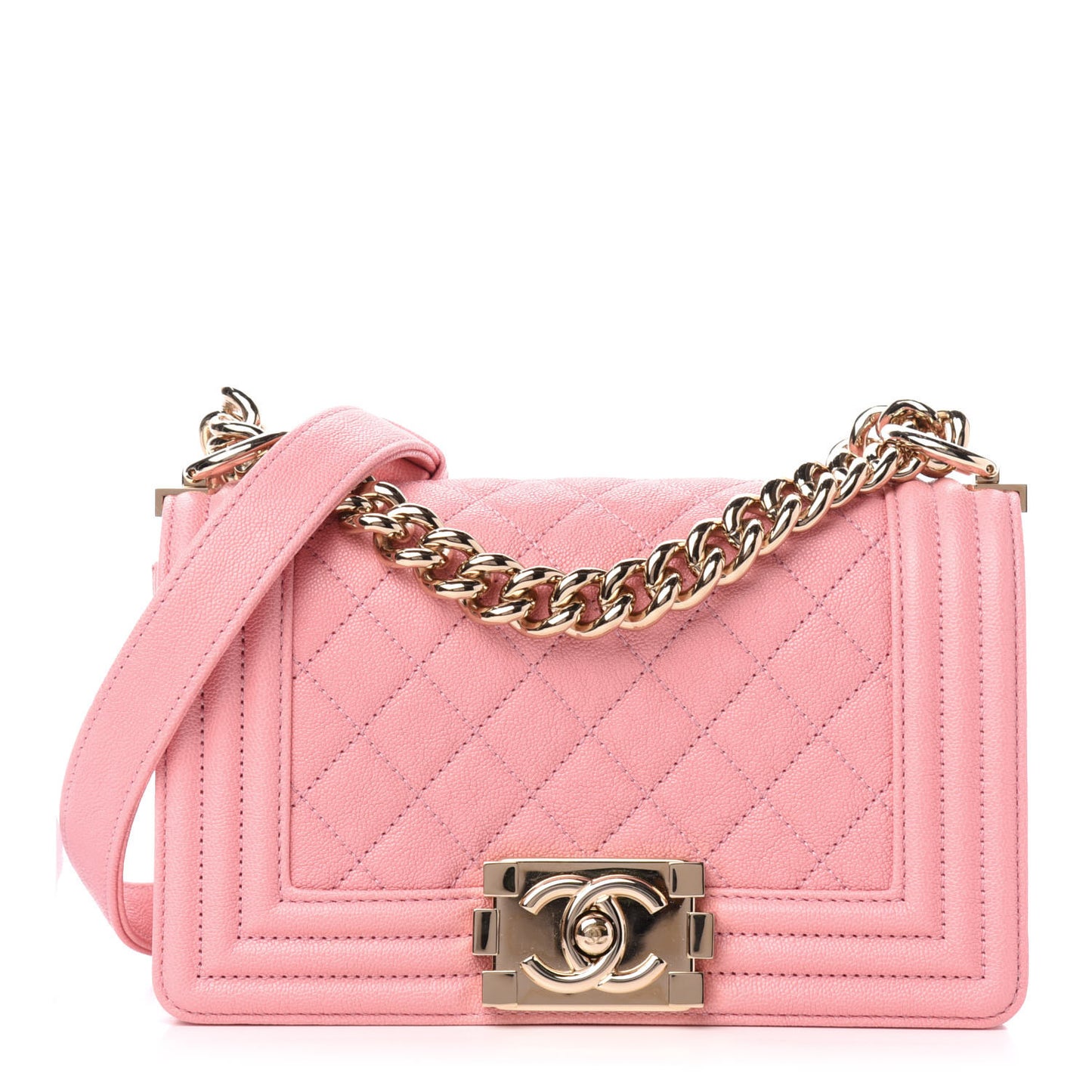 Caviar Quilted Small Boy Flap Pink