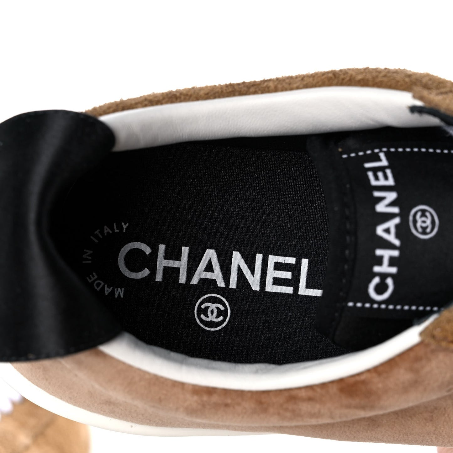 Suede Calfskin Womens Sneakers 39.5 Dark Beige