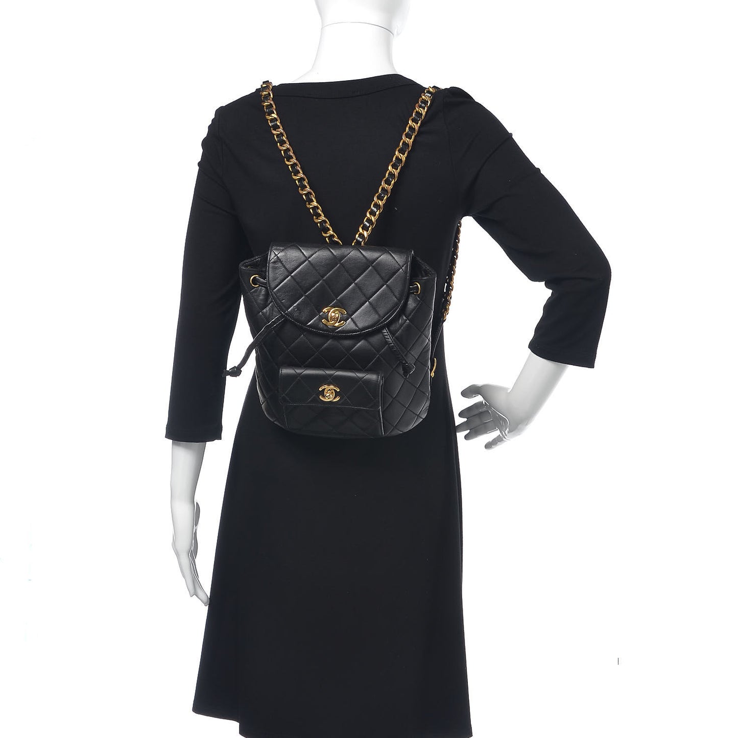Lambskin Quilted CC Chain Backpack Black