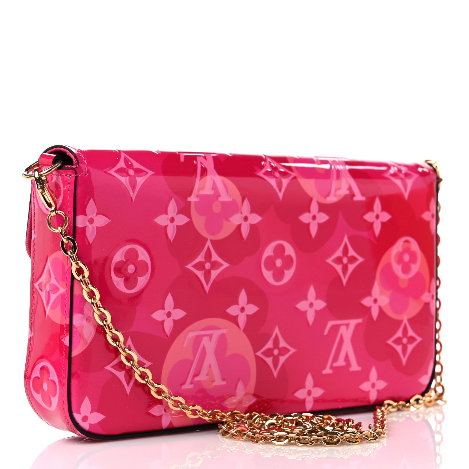 Louis Vuitton Vernis Valentine Pochette Felicie Chain Wallet Fuchsia 4 of 10