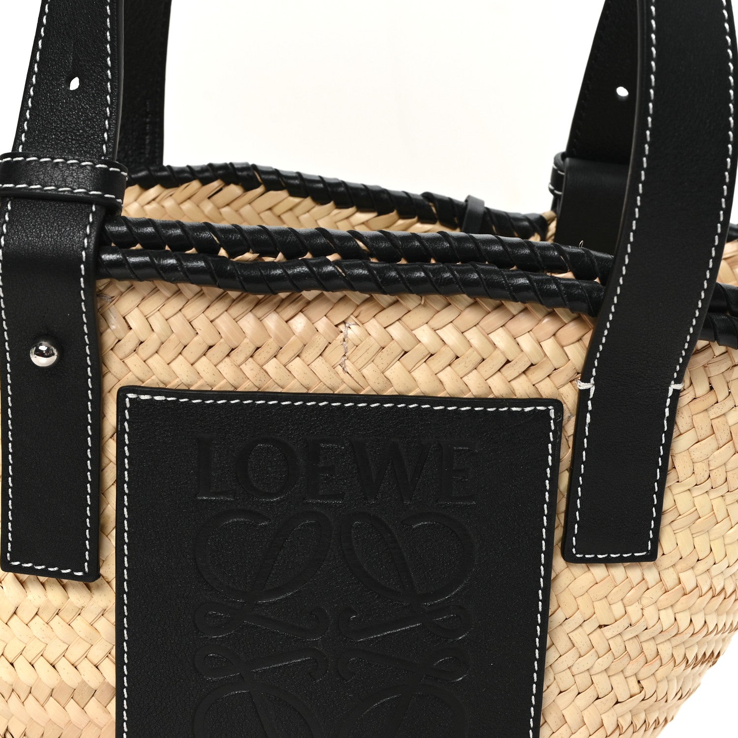 Loewe Raffia Small Basket Tote Bag Natural Black 8 of 10