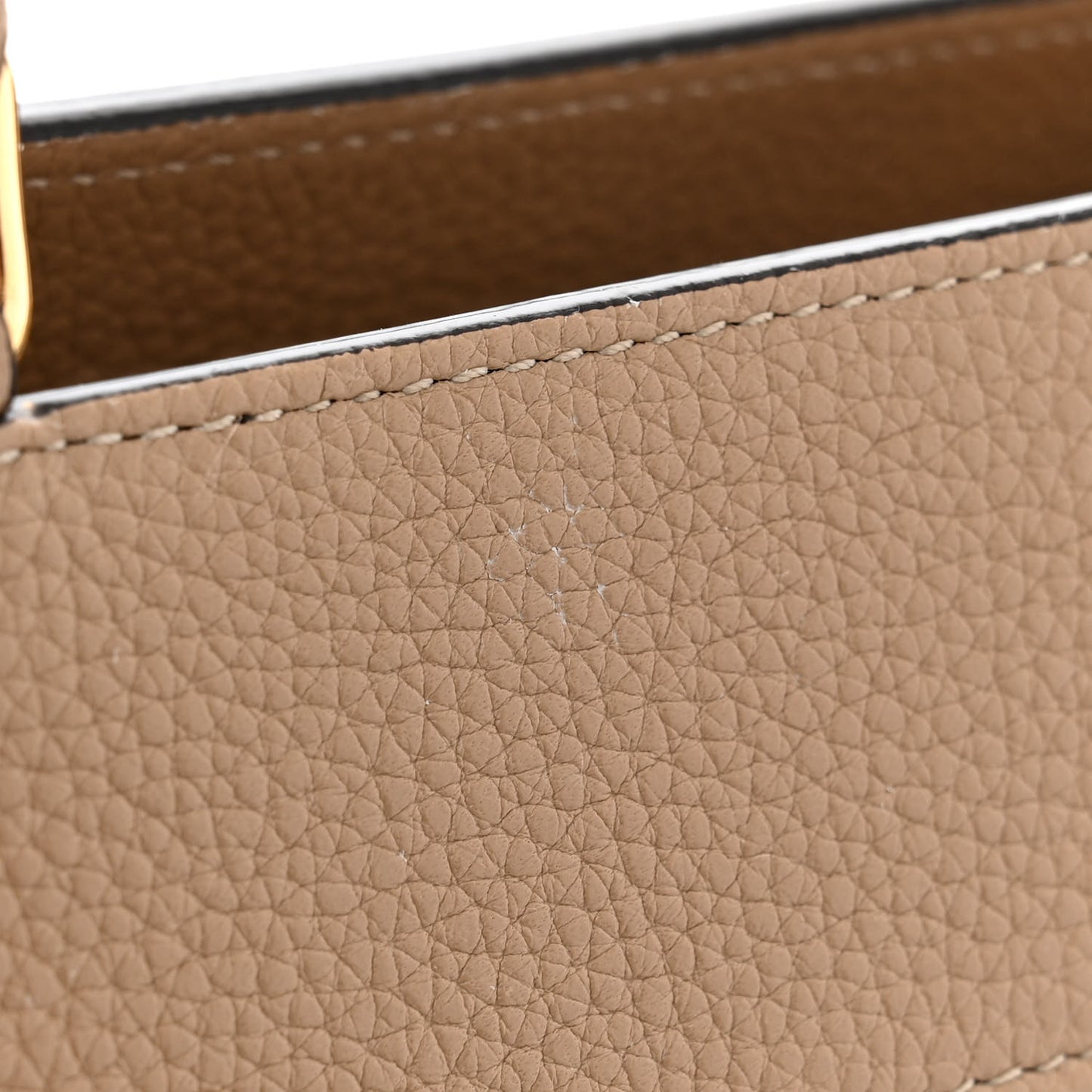 Grained Calfskin Small Cabas De France Dune