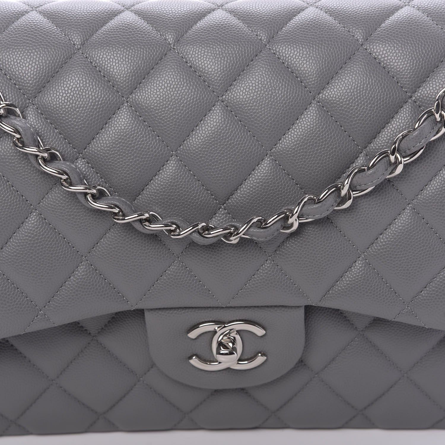 Chanel Caviar Quilted Jumbo Double Flap Dark Grey 9 of 10