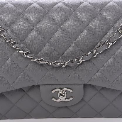 Chanel Caviar Quilted Jumbo Double Flap Dark Grey 9 of 10