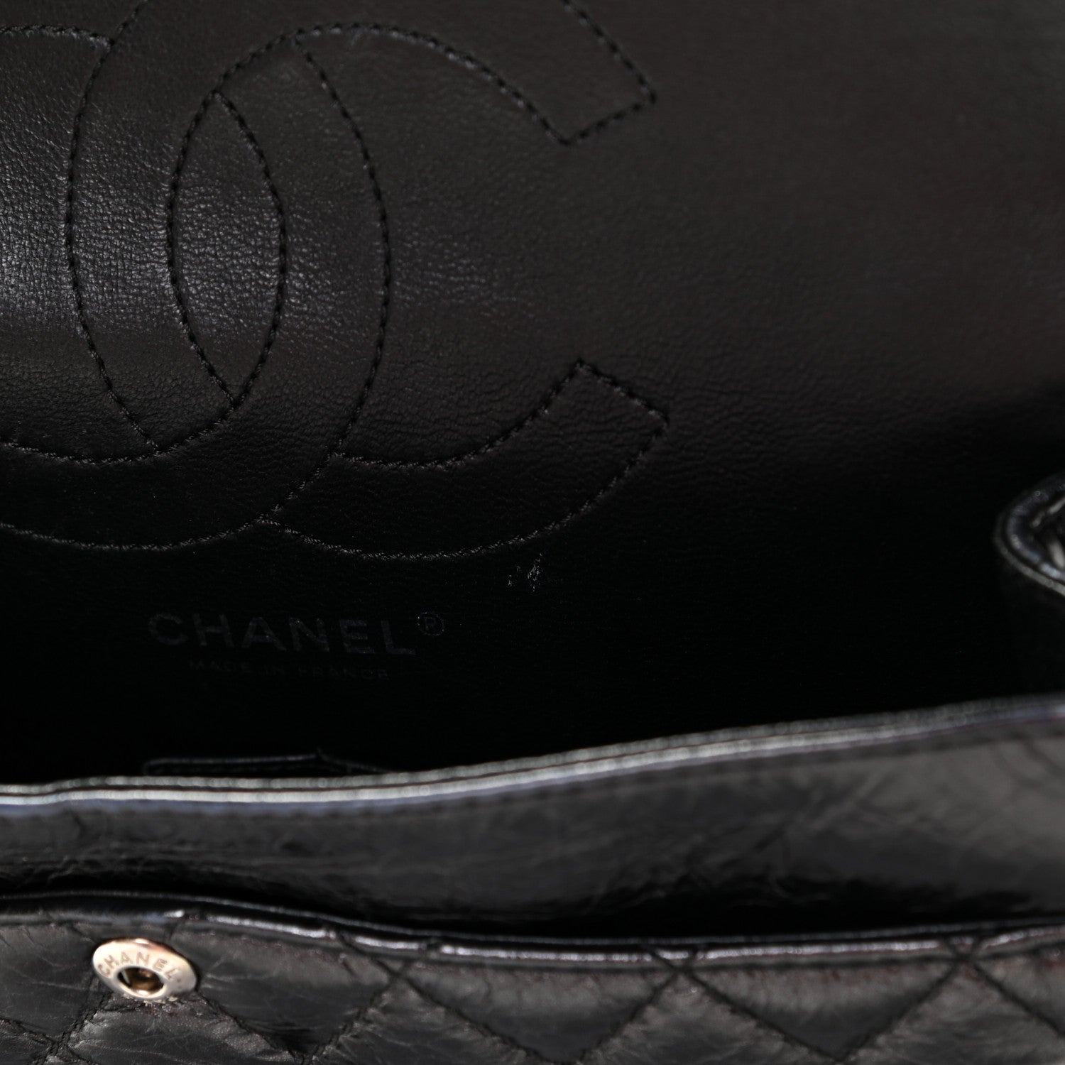 Chanel Glazed Aged Calfskin Quilted 2.55 Reissue 225 Flap So Black 6 of 7
