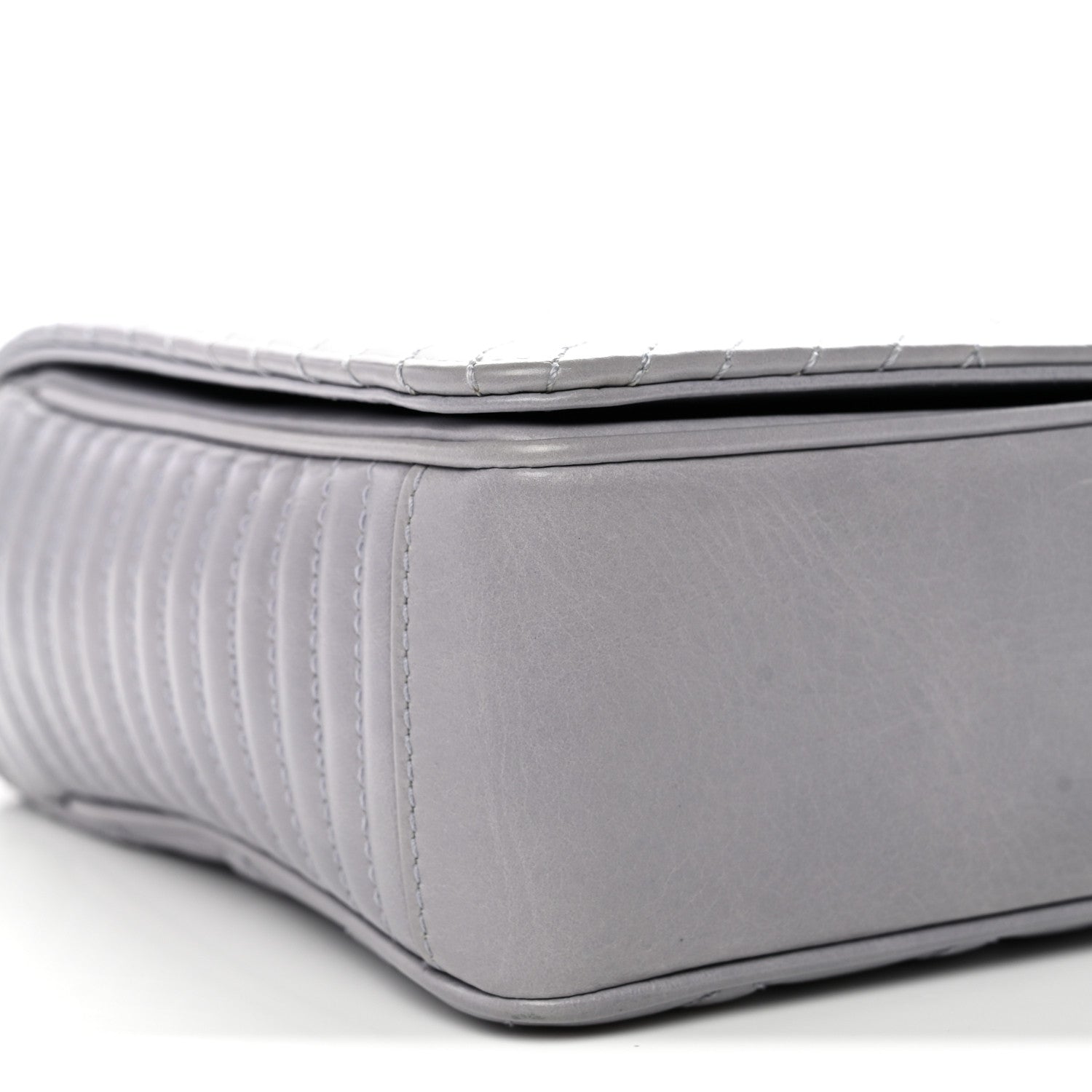 Chanel Glazed Calfskin Quilted Medium Coco Boy Flap Light Grey 9 of 11