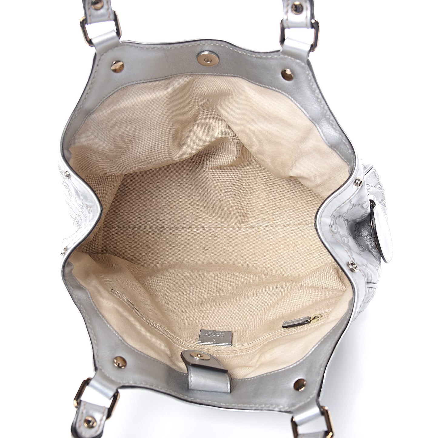 Metallic Guccissima Medium Sukey Tote Silver