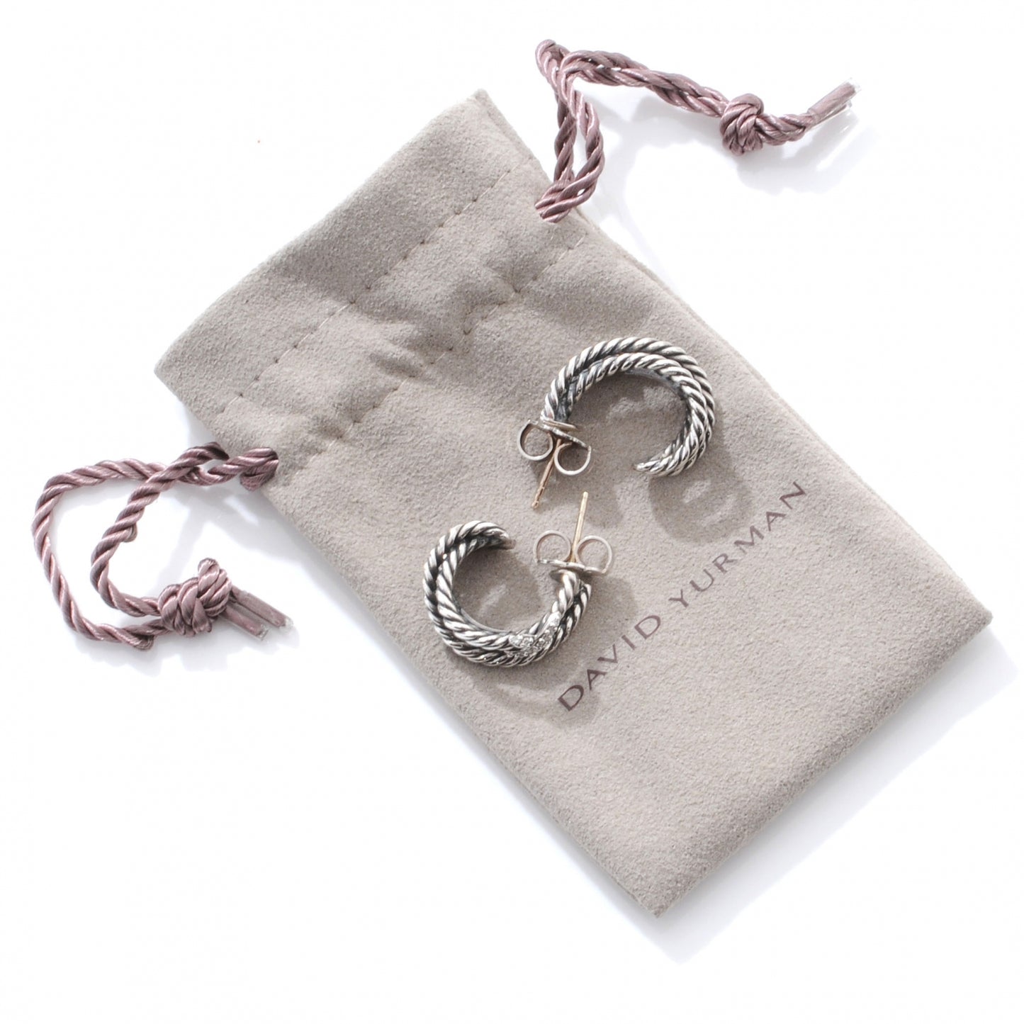 Sterling Silver Diamond Crossover X Earrings