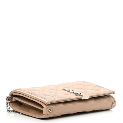 Saint Laurent Lambskin Diamond Quilted Becky Chain Wallet Gold Sand 8 of 8