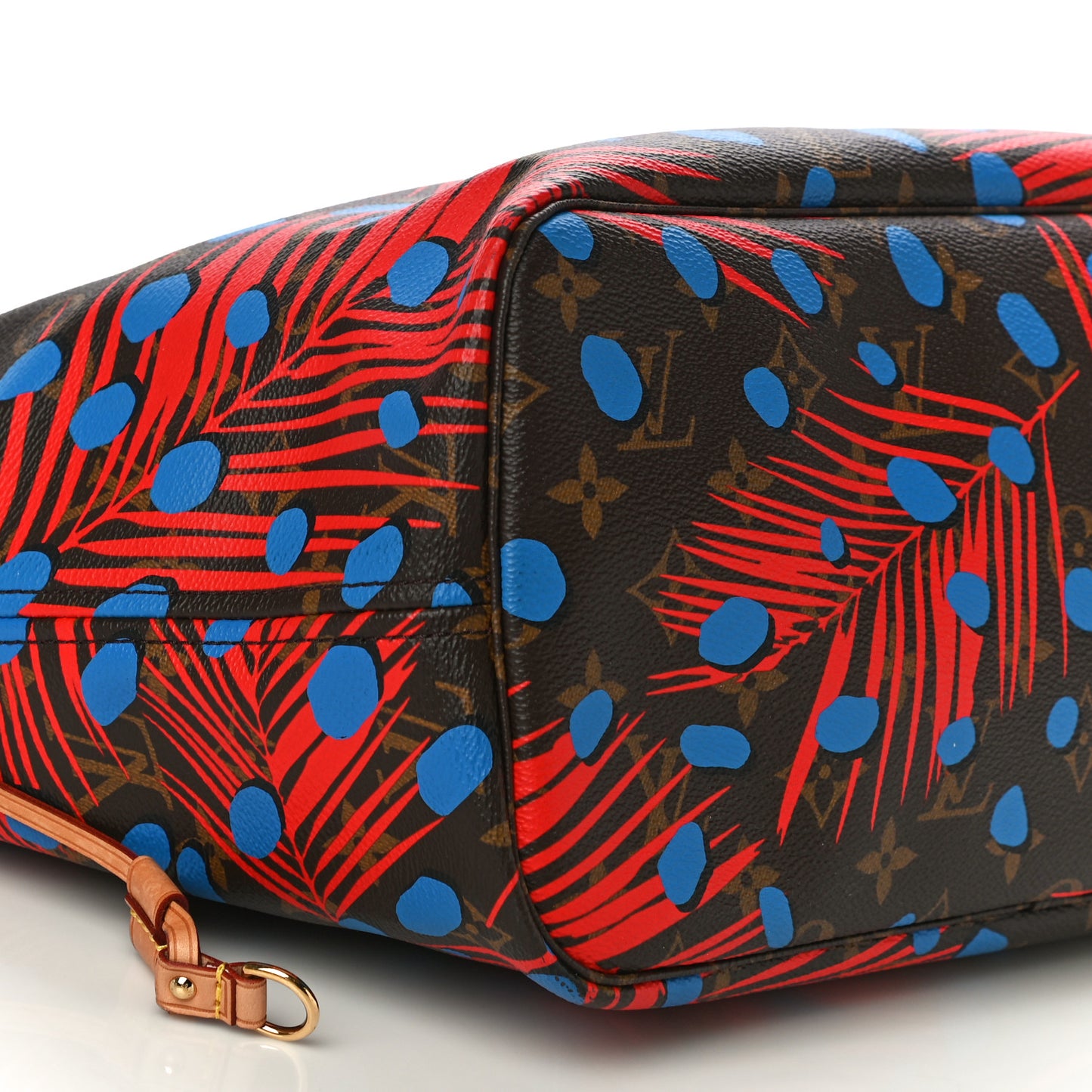 Monogram Jungle Dots Neo Neverfull MM Coquelicot Denim