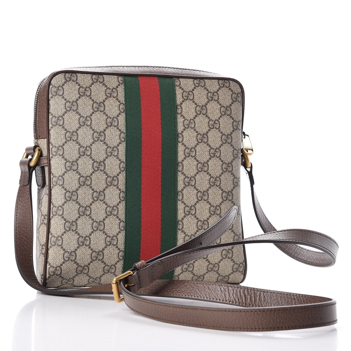 GG Supreme Monogram Web Small Ophidia Messenger Bag Brown