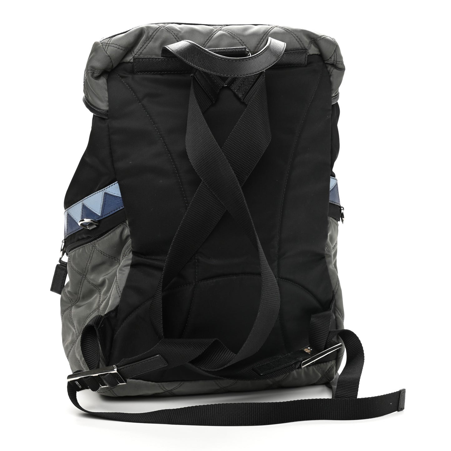 Tessuto Nylon Impunturato Double Buckle Backpack Ardesia Black