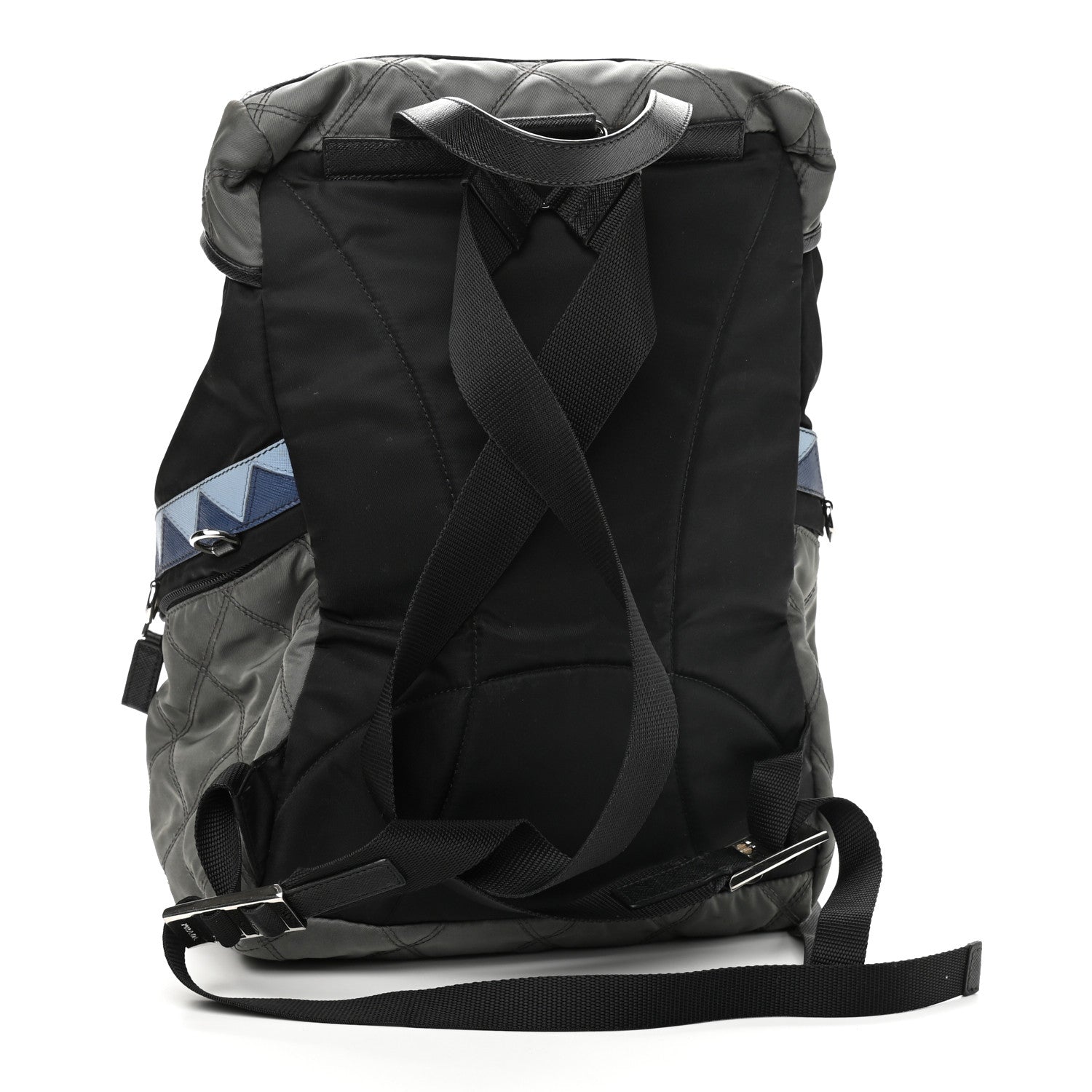 Prada Tessuto Nylon Impunturato Double Buckle Backpack Ardesia Black 3 of 9