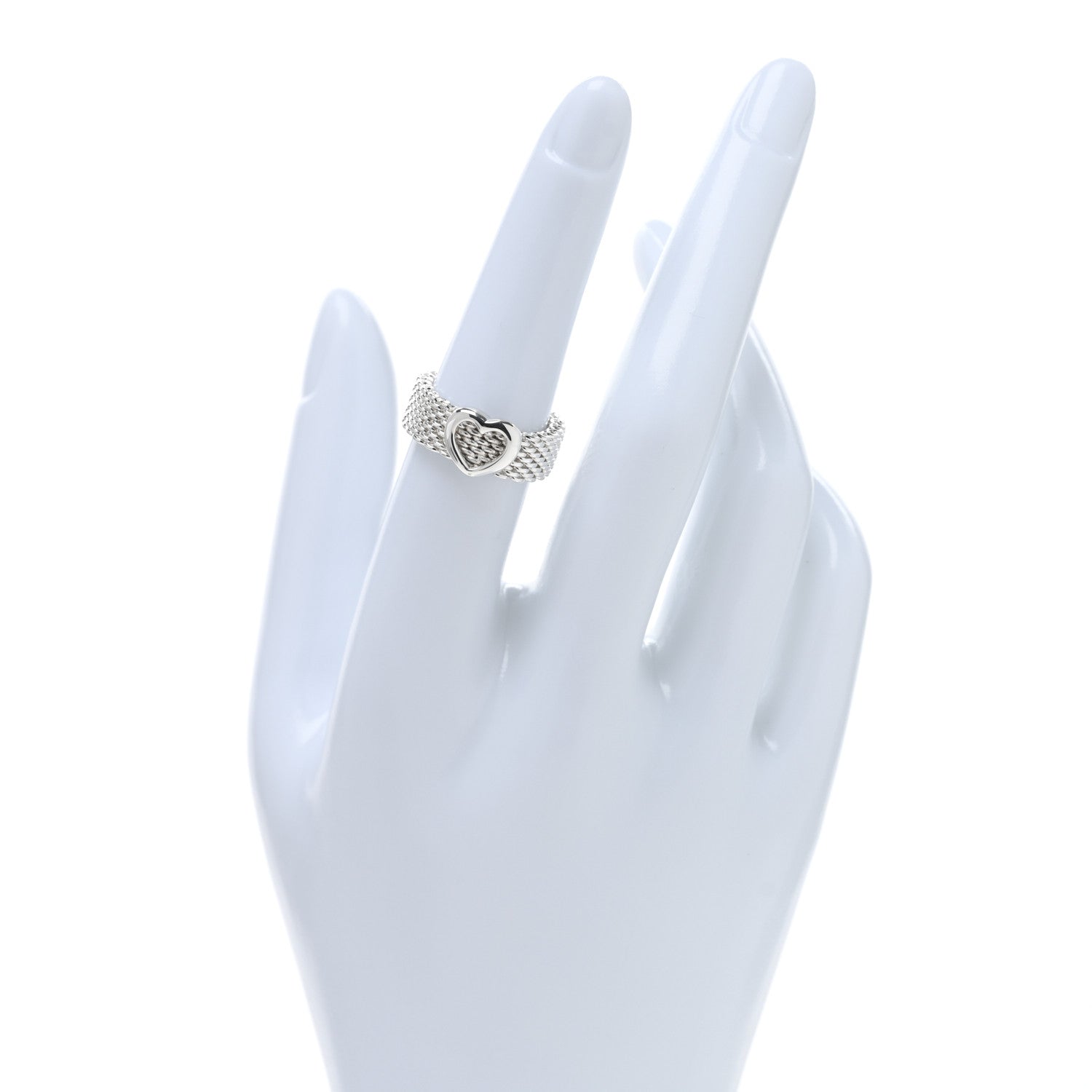 Tiffany Sterling Silver Somerset Mesh Heart Ring 52 6 2 of 5