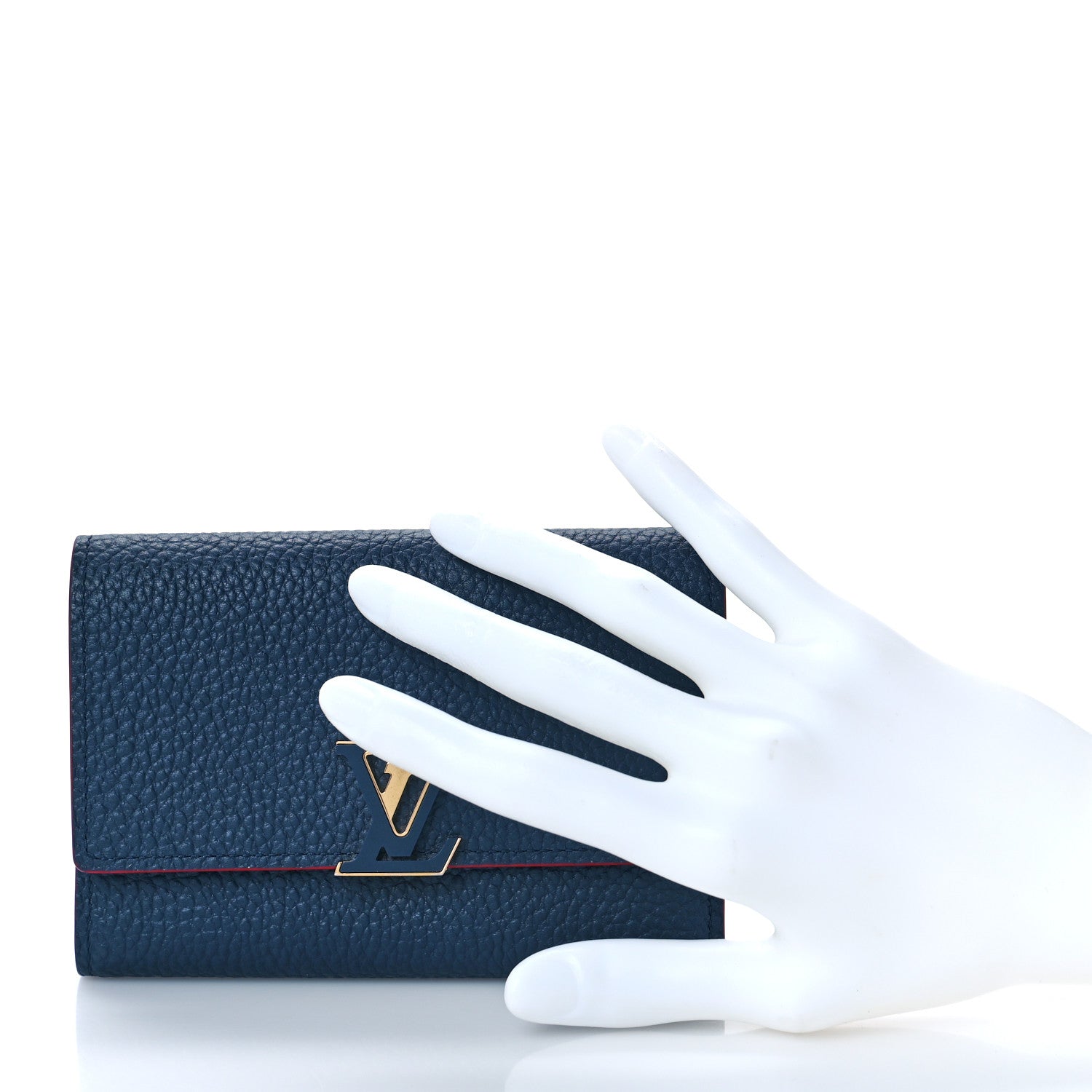 Louis Vuitton Taurillon Capucines Compact Wallet Marine Rouge 2 of 8