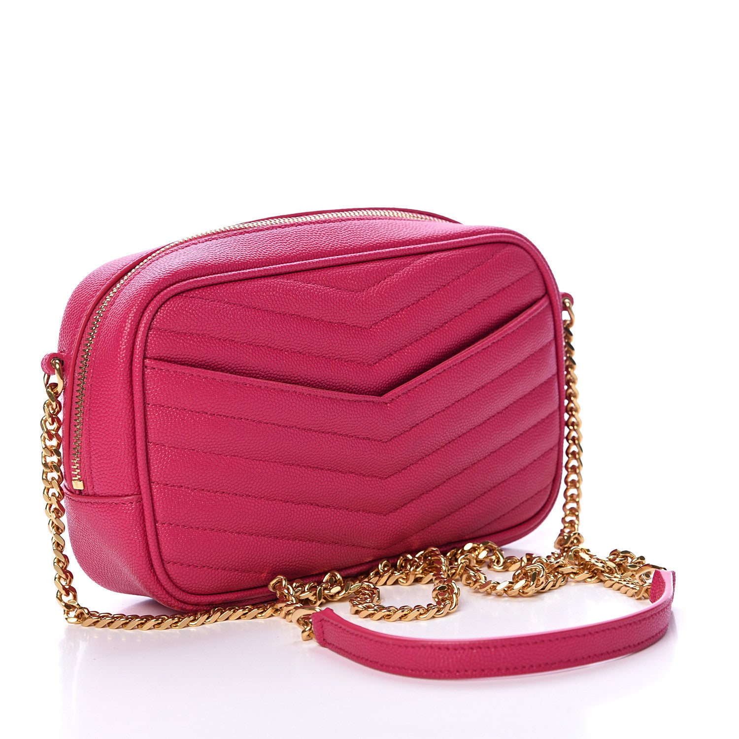 Saint Laurent Grain De Poudre Matelasse Monogram Mini Lou Camera Bag Fuchsia 2 of 9
