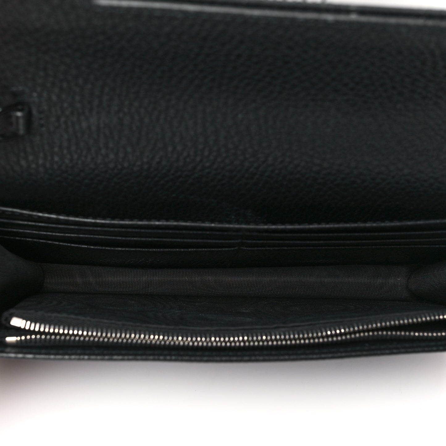Dollar Calfskin Enamel Monochrome Mini GG Marmont Chain Wallet Black