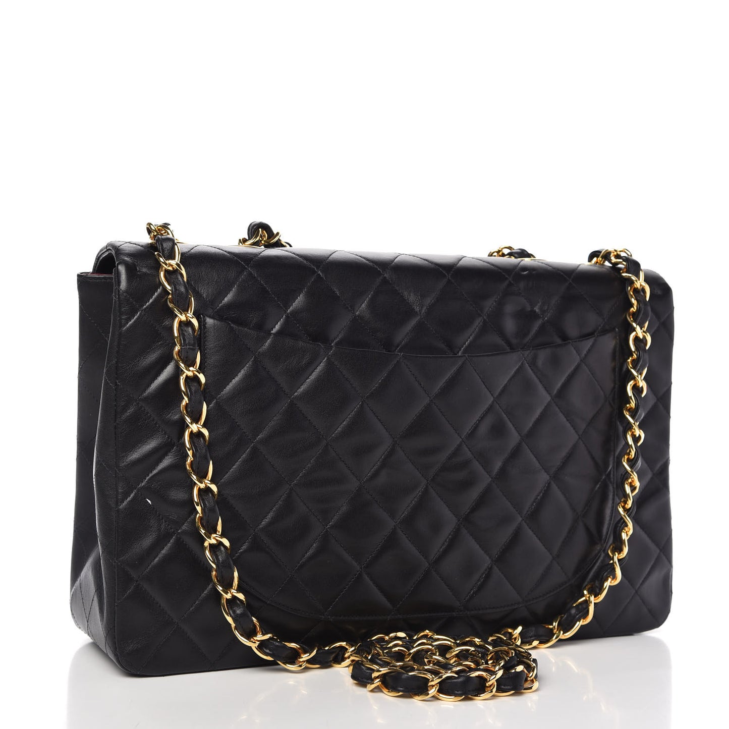 Lambskin Quilted XL Jumbo Single Flap Black