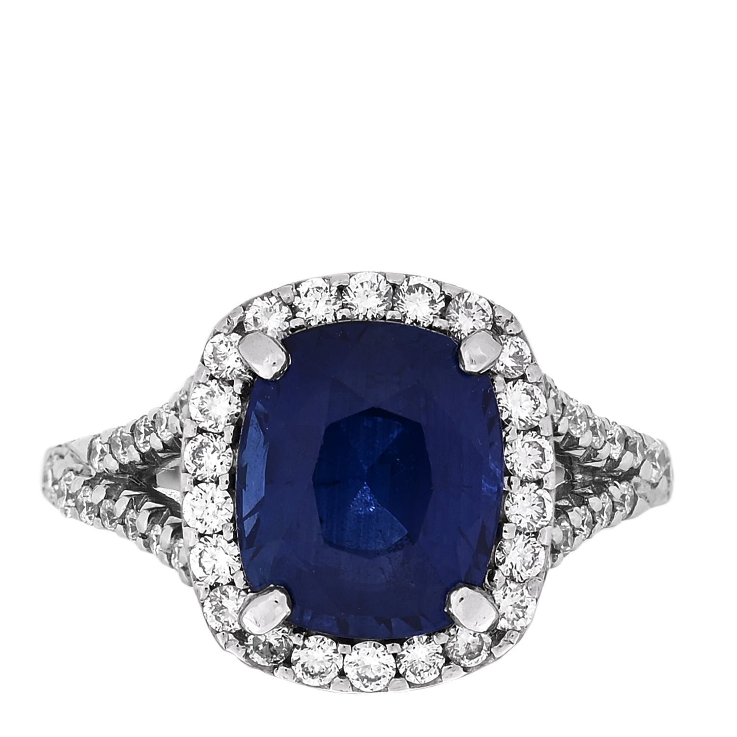 Roberto Coin PARKER & WEST BY FASHIONPHILE Platinum Diamond Tanzanite .66ctw Halo Split Shank Ring 51/5.75 1 of 9