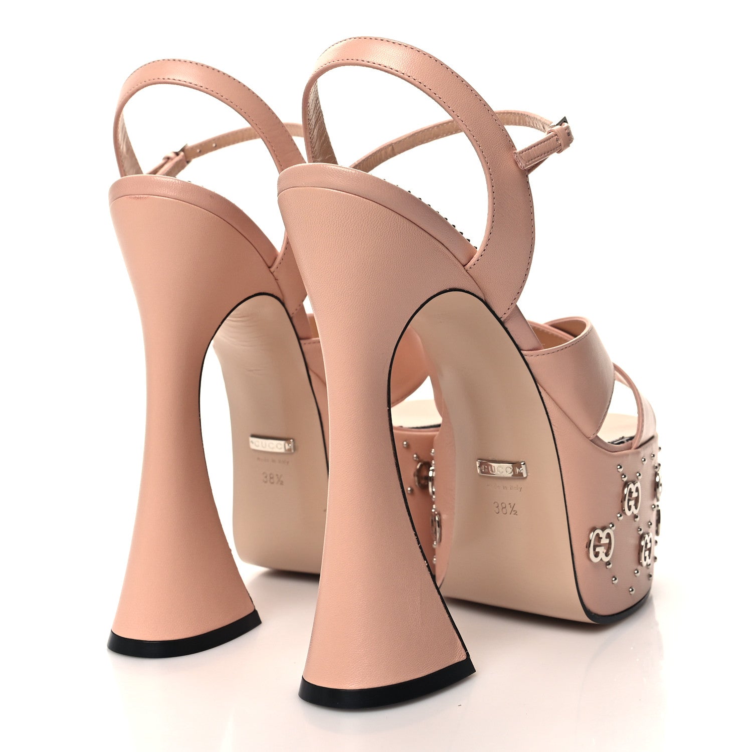 Gucci Malaga Kid Interlocking G Studs 155mm Platform Sandals 38.5 Perfect Pink 4 of 8