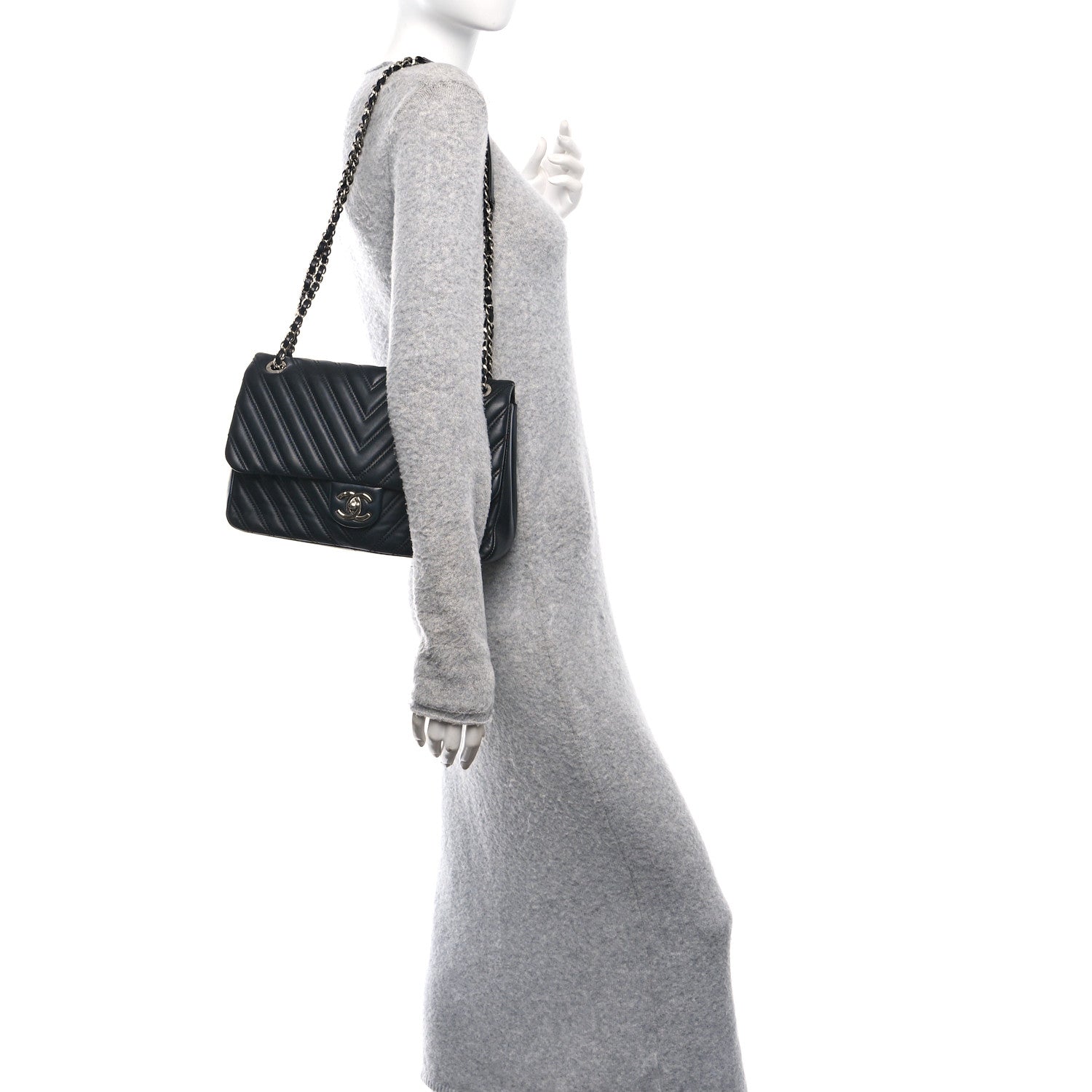 Chanel Lambskin Chevron Quilted Double Stitch Jumbo Double Flap Black 2 of 10