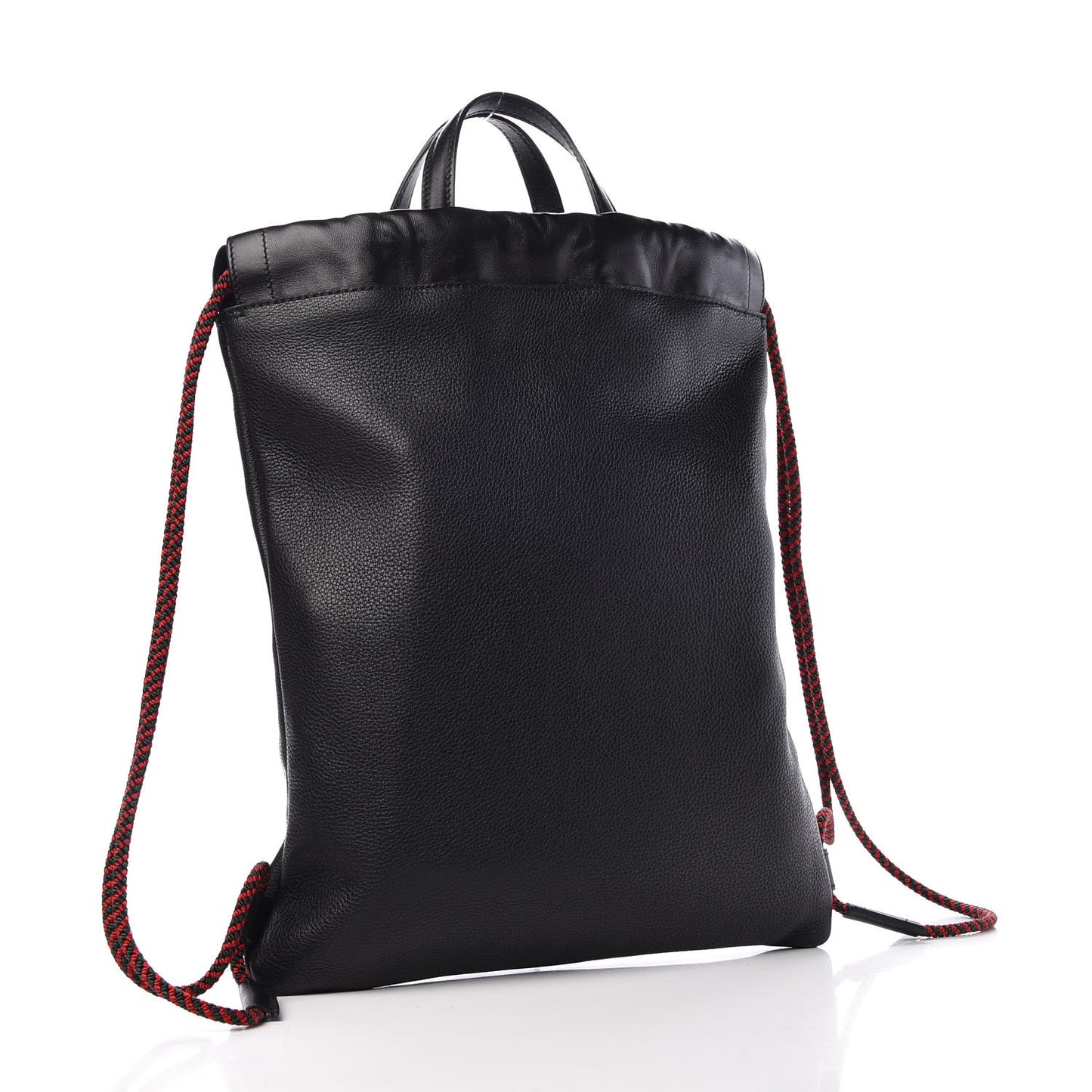 Calfskin Logo Drawstring Backpack Black