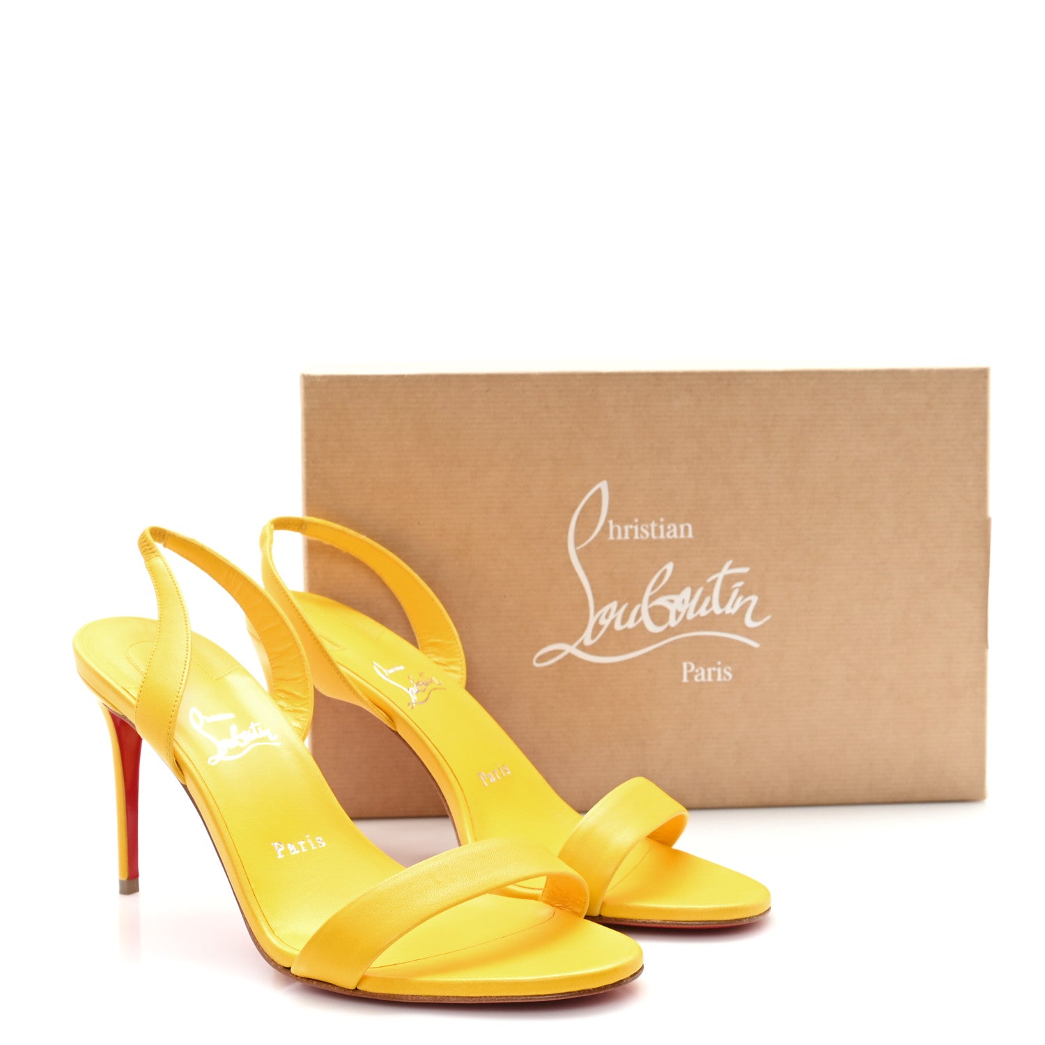Christian Louboutin Calfskin O Marylin 85 Slingback Sandal Heels 40 Pollen 10 of 10