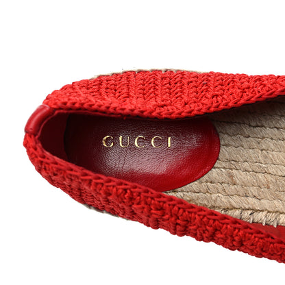 Gucci Cotton Malaga Kid Crochet Pearly GG Lilibeth Espadrille 39 Hibiscus Red 9 of 10