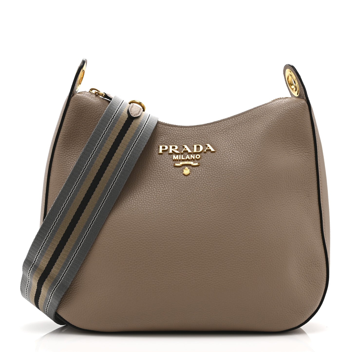 Vitello Phenix Zippered Messenger Hobo Cammeo